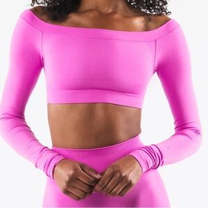 Alphalete Pink Long Sleeve Fitted Bodysuit